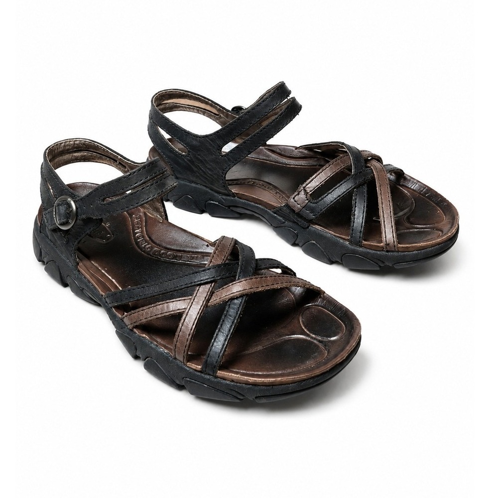 Keen Sandals 7.5 Black Brown 1010221 Venice H2 Strappy Leather Hiking Sport